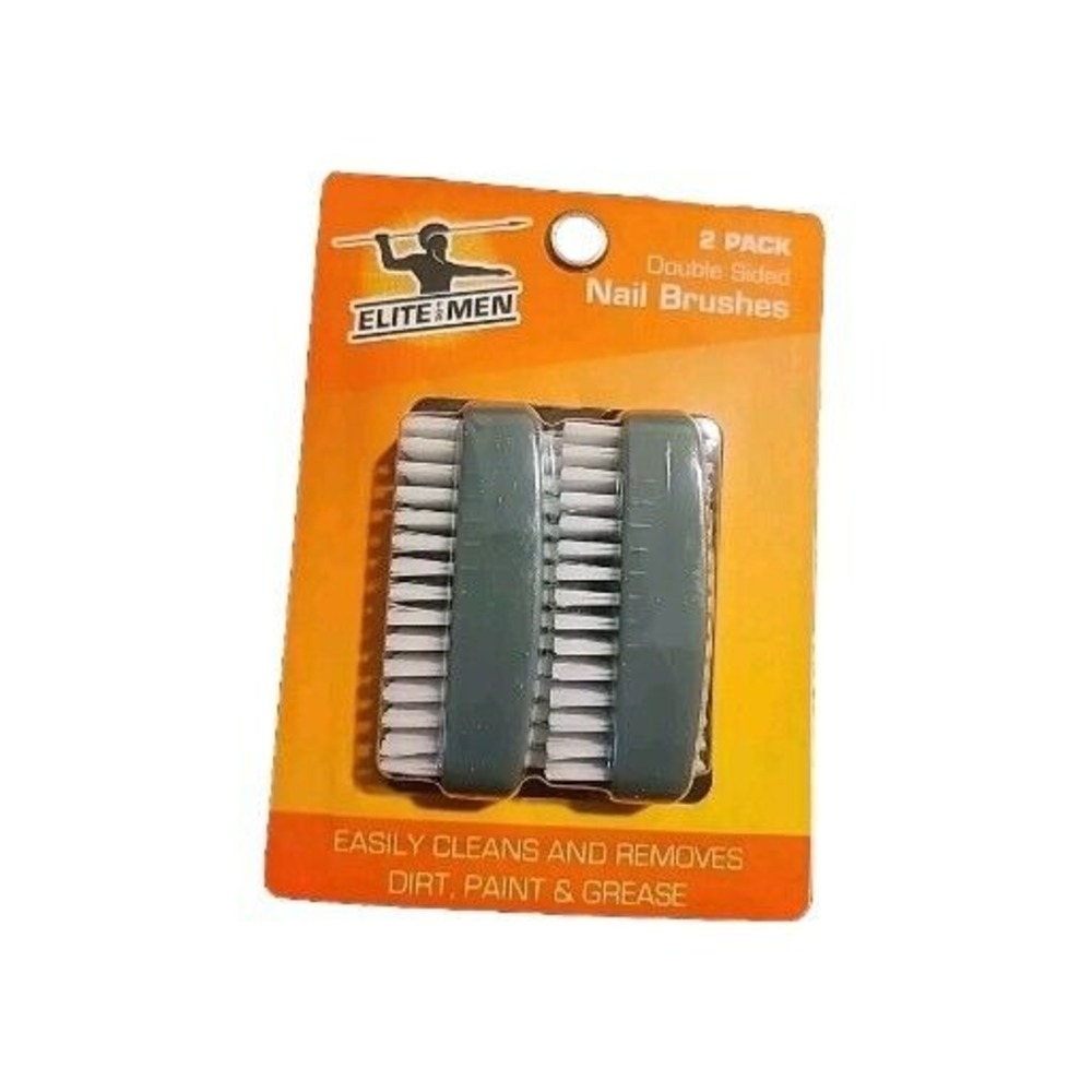 Elite For Men Nail Brushes Cleaning High Quality Double Sided 2-Pack Gray